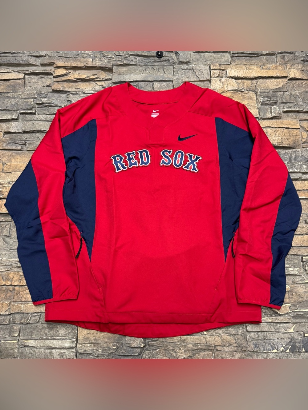 Boston Red Sox Nike Pullover Jacket Mens Large Red Center Check MLB Baseball
